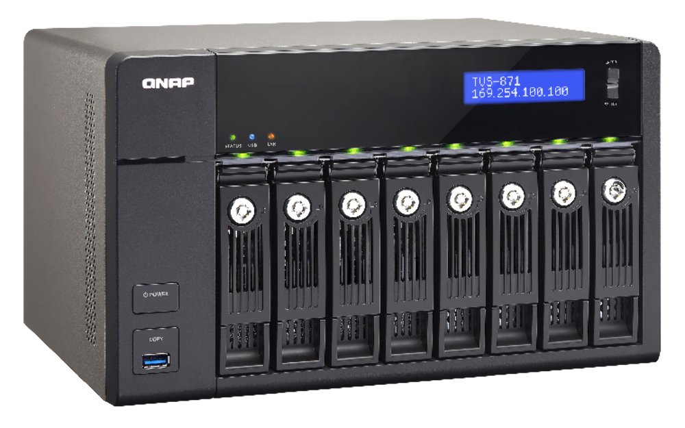 QNAP TVS-871-I7-16G - Serveur NAS de Stockage Unifié 8 Baies, Intel Core Quad Core i7 3.2 GHz jusqu'à 4.0 GHz , 16Go RAM, 4 Gbe LAN, HDMI, 10G-ready, 4K-ready, Châssis Vide