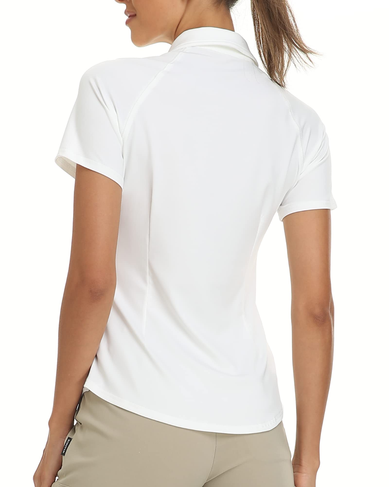 Soneven Polo Transpirable de Manga Corta para Mujer UPF 50+ Cremallera 1/4 Secado rápido