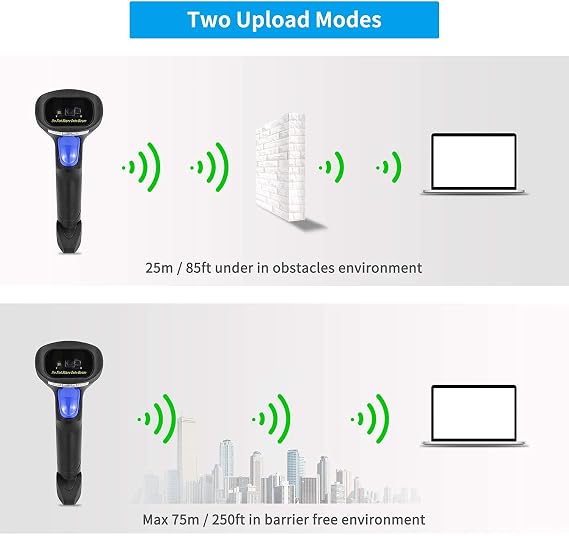 ماسح الباركود اللاسلكي 1D ثنائي الأبعاد مع حامل و USB 2D قارئ الباركود التلقائي QR Code Scanner يدعم مسح الشاشة اليدوي CMOS قارئ رمز شريط الصور للمستودع POS والكمبيوتر