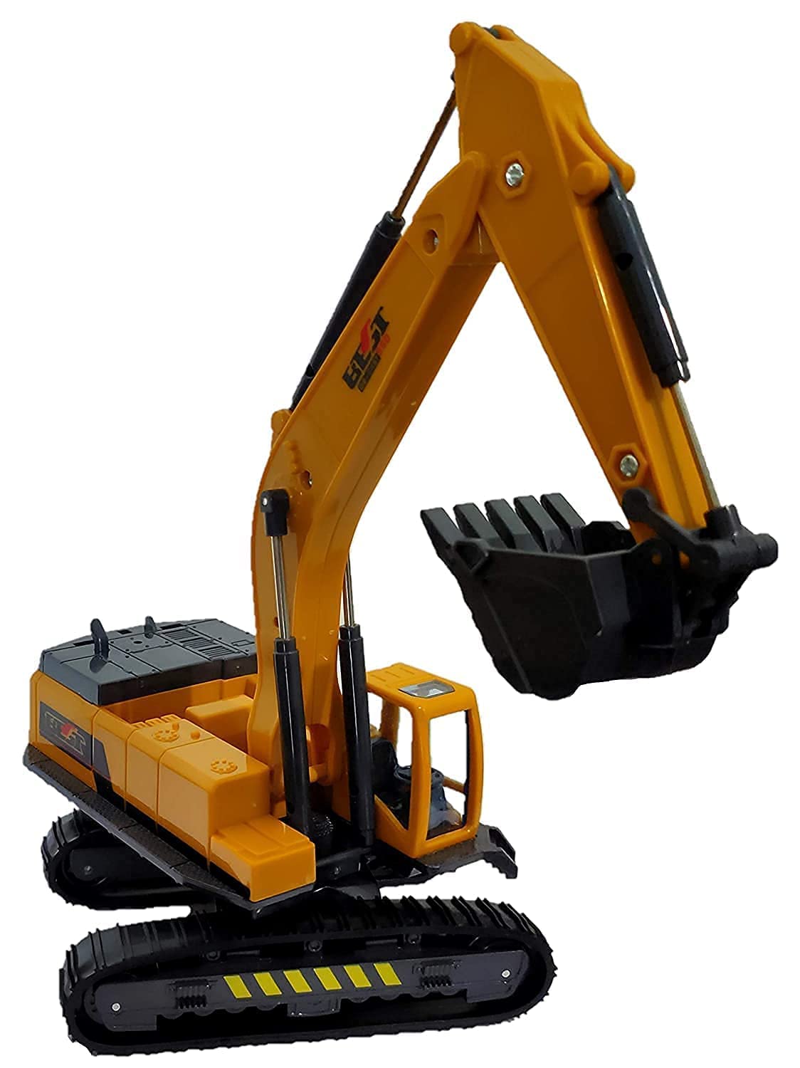 DEOXY 1/50 Metal Big Size Excavator Construction Toy Vehicle with All Moving Parts Friction Powered Toy Trucks Building Vehicles for Kids 3 Years (Yellow, Black) 2
