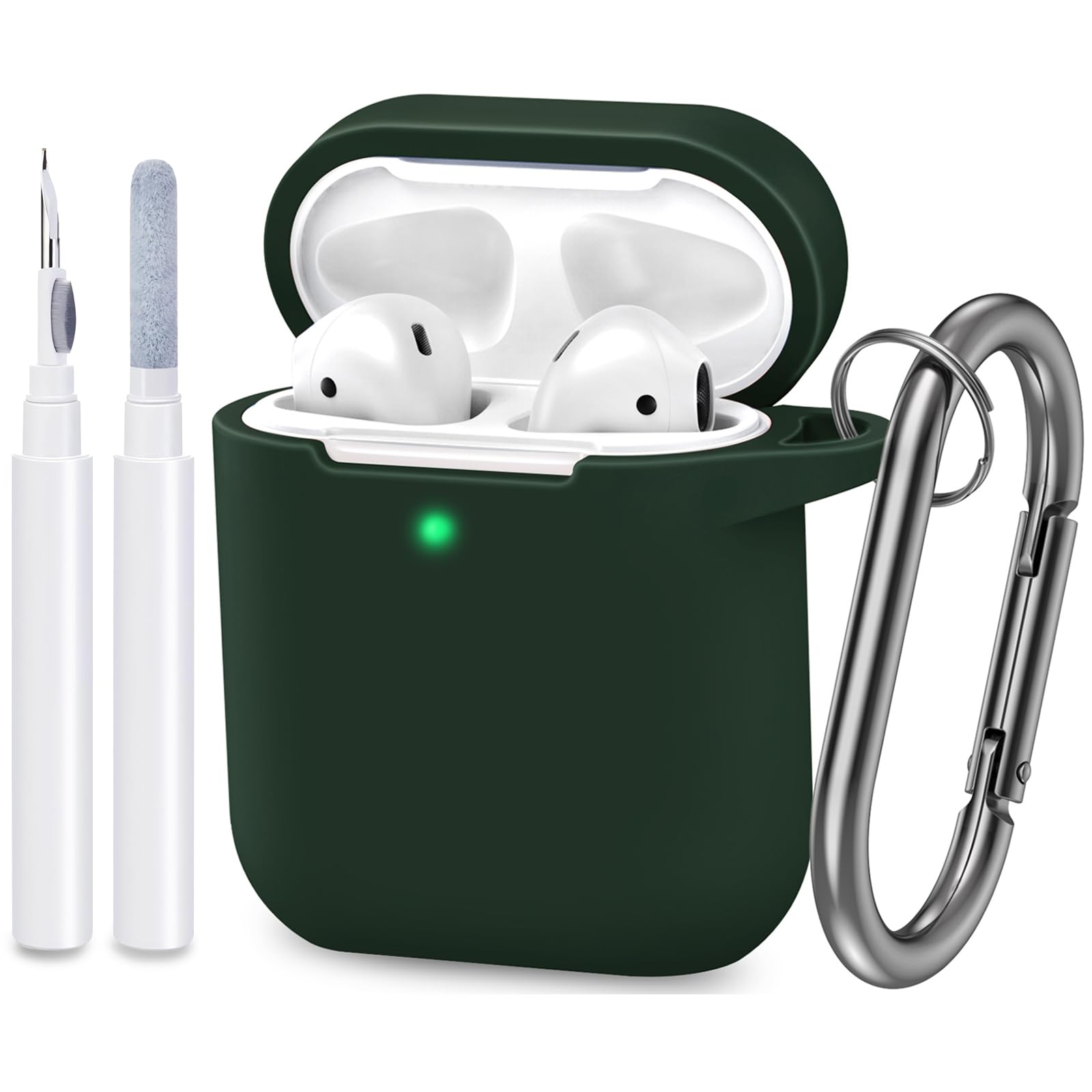 ATUAT Compatible with AirPods Case Cover, Full Protective Silicone Skin Dust-Proof Designed for Apple AirPods 1st 2nd Generation with Keychain, Front