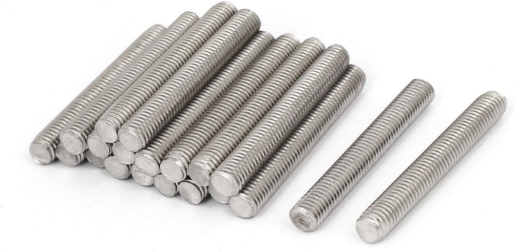 sourcingmap M8 x 60mm 1.25mm Pitch 304 Stainless Steel Fully Threaded Rods Fasteners 20 Pcs