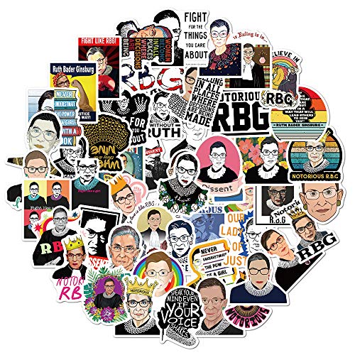 Ruth Bader Ginsburg Stickers for Teen Laptop 50pcs, Waterproof Stickers for Water Bottle, Phone, Computer, Cool Kids Skateboard, Bike, Luggage Graffiti Decal (Female Judge)