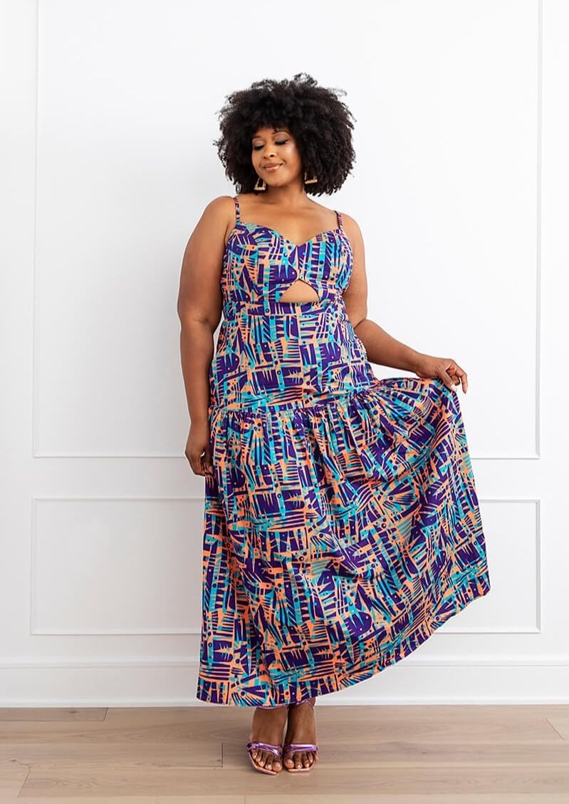 D'IYANU | Kenyatta African Dress for Women – Elegant African Attire – Kente Print Maxi Dress in Regular & Plus Sizes - Image 5