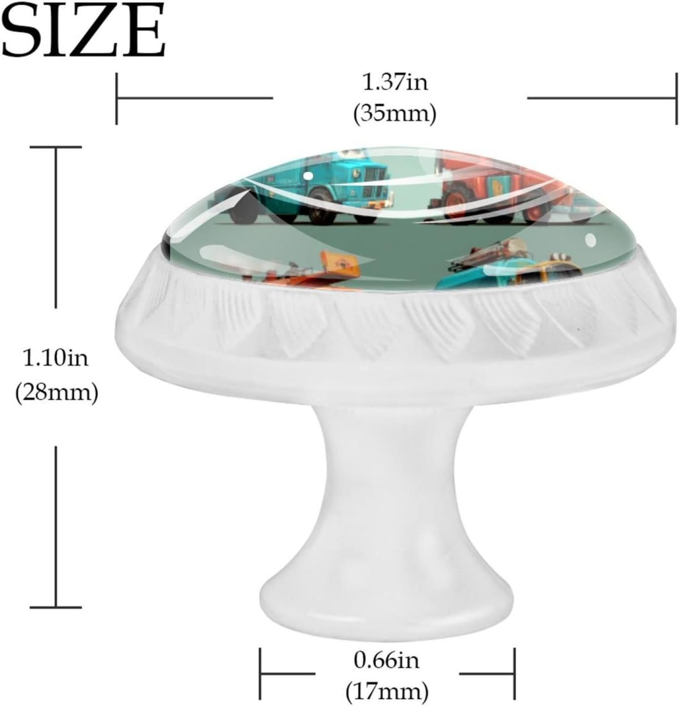 Cartoon Truck Machines (1) Kitchen Cabinet Knobs, Decorative Mushroom Drawer Pulls, Durable Furniture Hardware for Bathroom Dresser Wardrobe Cupboard
