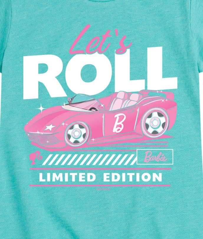 Barbie - Lets Roll - Toddler and Youth Girls Fitted Short Sleeve Graphic T-Shirt3