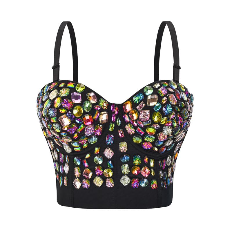 Women's Contrast Diamond Tube Corset Top Stylish Backless Bra Bustier Outerwear for Party-image-31