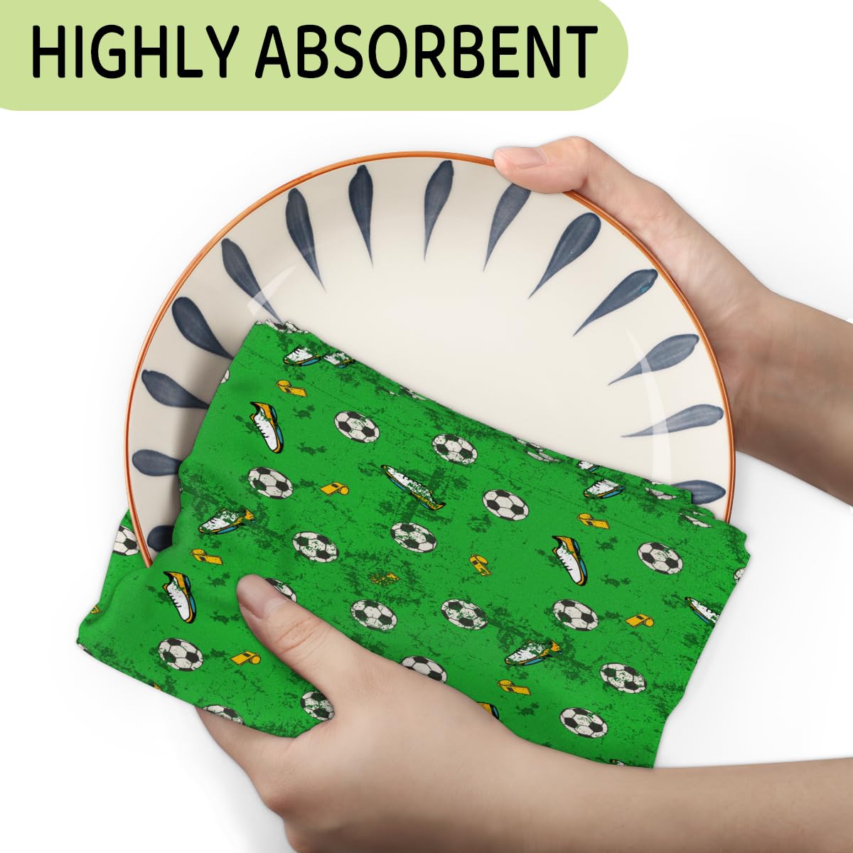 Preboun Fußball-Küchentücher Set, 4 Stück – Mikrofaser, Saugfähig, 60×40 Cm, Mit Fußball-Motiven, Für Küche & Sport-Partys