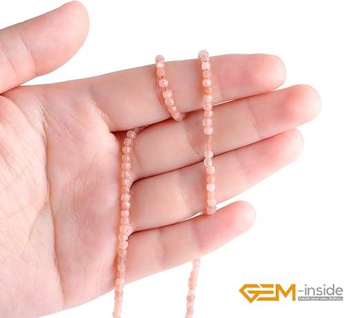 Miniatura 5 de GEM-Inside - Cuentas espaciadoras pequeñas de cuarzo con piedra lunar naranja natural de 0.5 pulgadas, cuentas espaciadoras de chakras, cuentas para