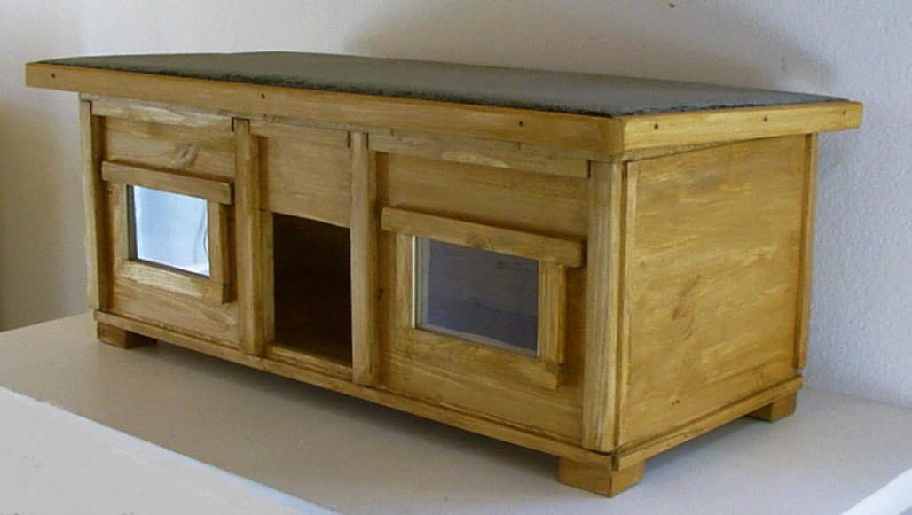 Katzenhaus Vollisoliert für Outdoor mit 2 Fenster, Massivholz, Witterungsbeständig, 110x55x45cm