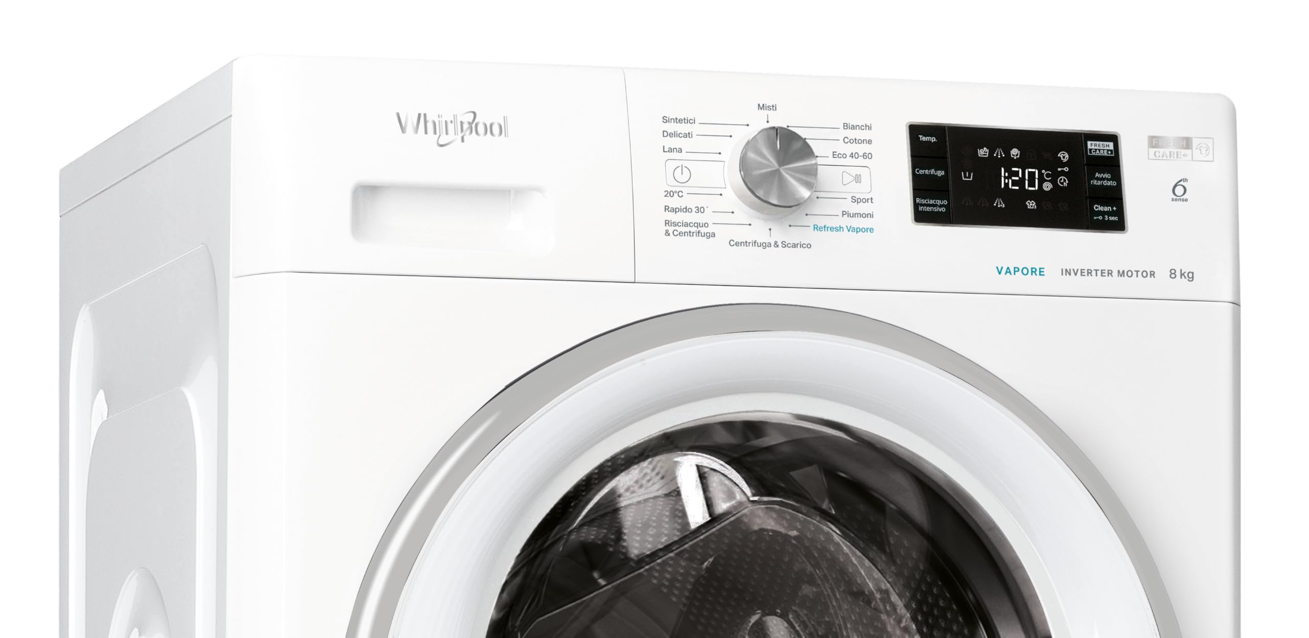 Whirlpool FFB 846 SV IT- Lavatrice 8 kg Libera Installazione, Carica Frontale. Centrifuga 1400 Giri Al Minuto. Larghezza 59,5cm, Profondità 63,0cm, Altezza 84,5cm, Classe Energetica A