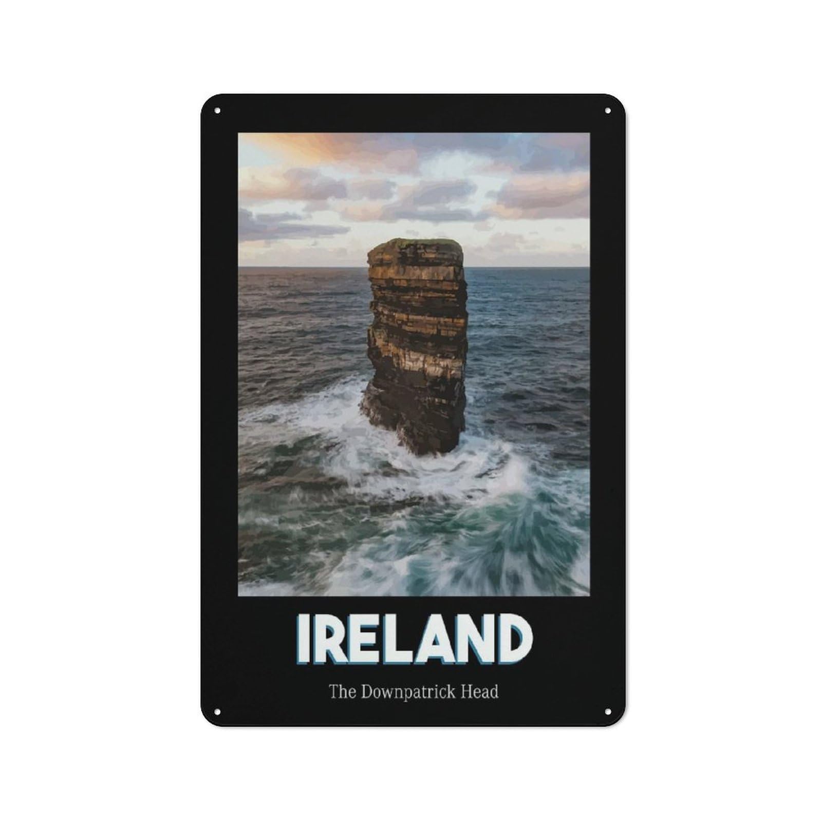 Downpatrick Head Decorative Tin Plaque 30x20cm, Decorative Novelty Wall Art for Hallway, Home Bar, Garage Or Study
