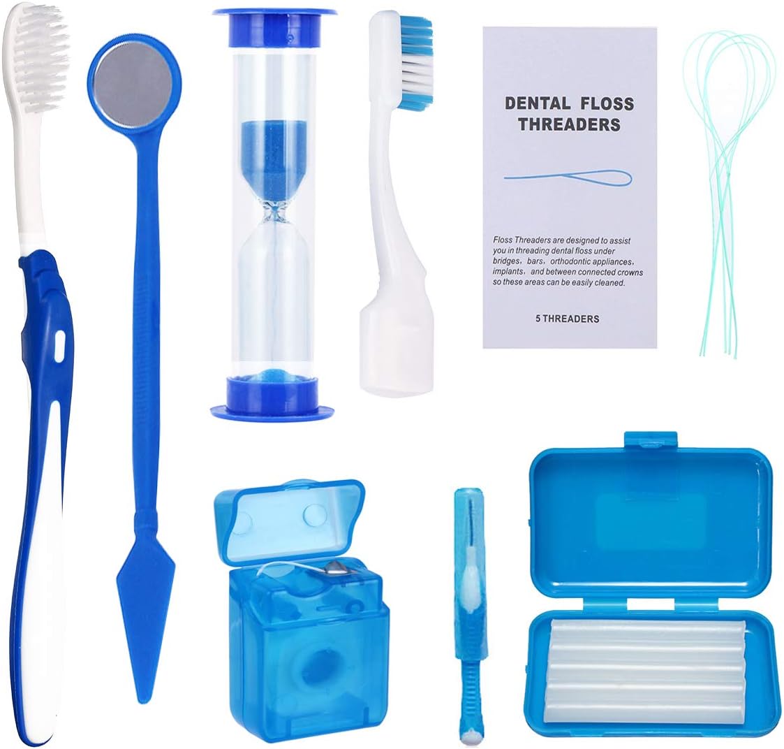 Braces Cleaning Kit for Teeth - Portable Toothbrush Set for Orthodontic Patient Oral Care & Travel Kit - Toothbrush, Interdental Brush, Dental Wax, Dental Floss, Funnel, Toothbrush Head
