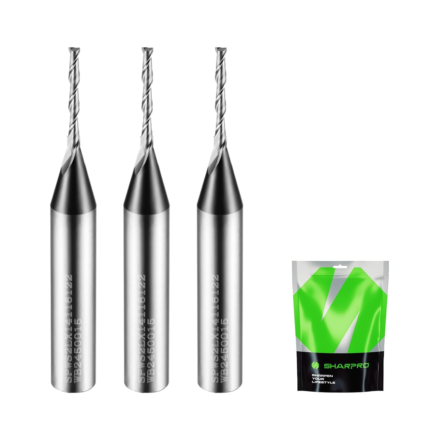 1/16 Router Bit 1/4 Shank, 1/16 CNC Router Bits 1/4 Shank, 1/16 Upcut CNC Bit, Up Cut Spiral Router Bits 1/4 , Solid Carbide Router Bits 1/4, Ideal for Wood Inlay, Plunge Plastic 3PCS