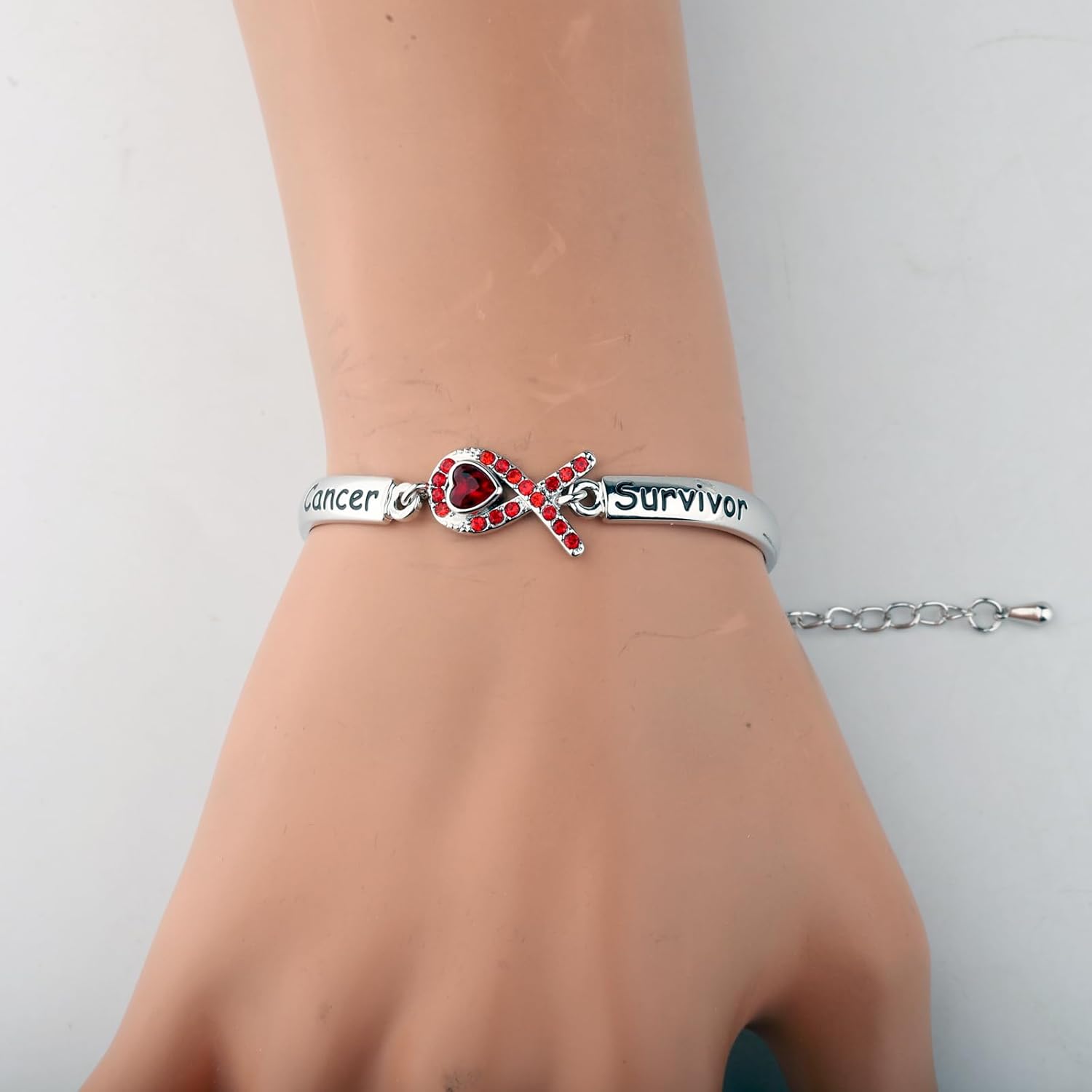 HOLLP Blood Cancer Awareness Gift Red Ribbon Cancer Survivor Bracelet Gift for Blood Awareness - Image 2
