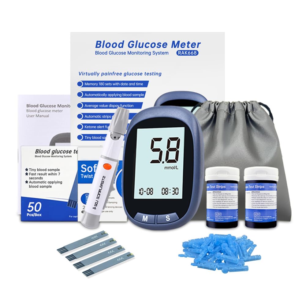 Home Blood Glucose Meter - Complete Kit with 50 Test Strips and 50 Lancets, Professional Precision for Diabetes Control