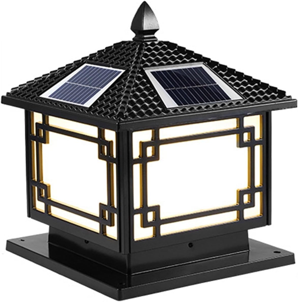 Kwadratowe lampy solarne na słupkach, wodoodporne, nierdzewne, do ogrodu krajobrazowego, latarnie uliczne(Nero,40CM)