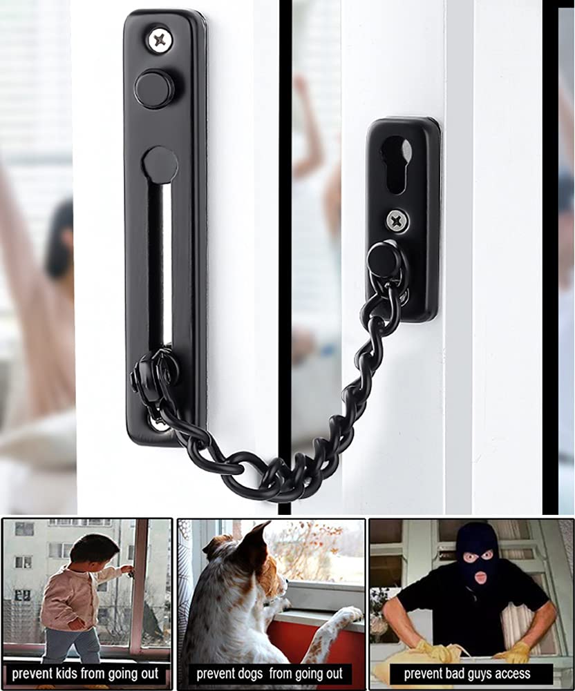 Blokada okna Zabezpieczenie przed dziećmi UPVC, Ogranicznik łańcucha okna przesuwnego i skrzydłowego Stal nierdzewna Wielokolorowy 1-4 szt(Coppe,4 pcs)