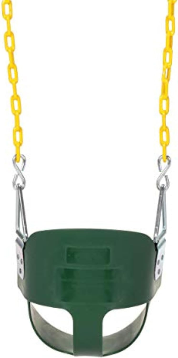Eastern Jungle Gym Heavy-Duty High Back Half Bucket Toddler Swing Seat with Coated Swing Chains and Safety Strap