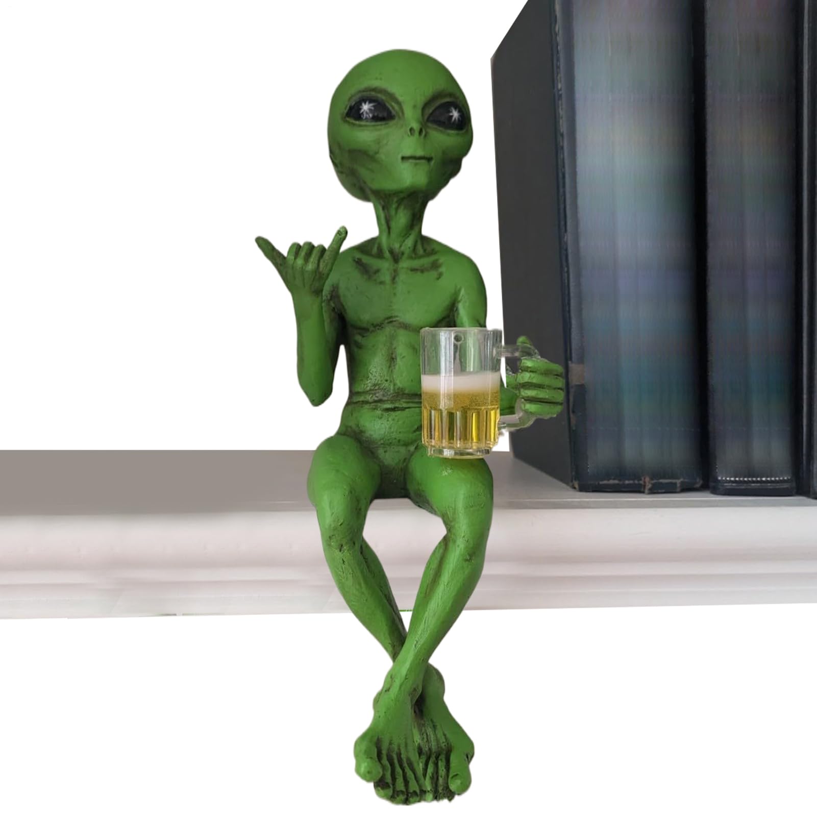 Resin Statue | Alien Drinking Beer Figurine - Resin Novelty Collectibles Funny Desk Decor for Adults Desk Bedroom Garden Outdoor Shelf