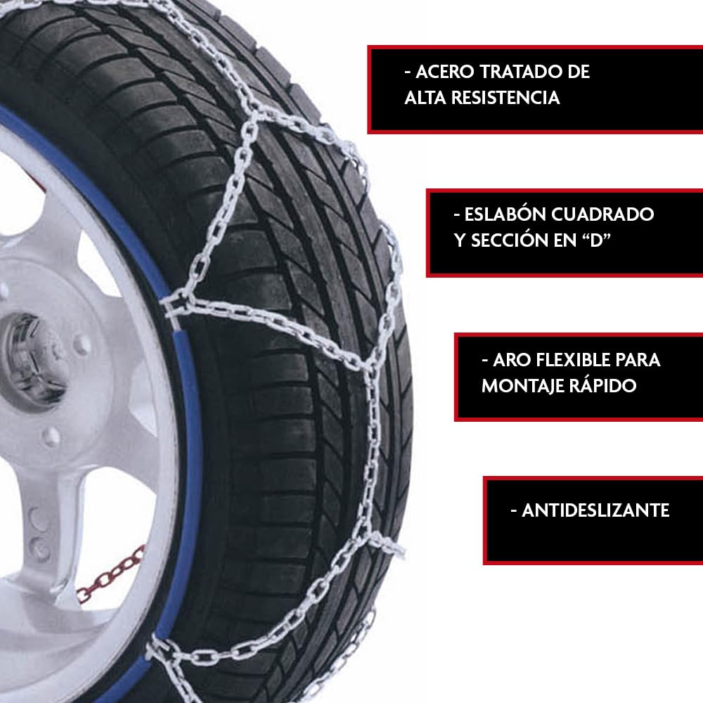 Chaînes à neige KRAWEHL Special Diamond Mesh pour 4x4. Assemblage rapide avec anneau flexible. Antidérapant, 2 unités. Taille 39.