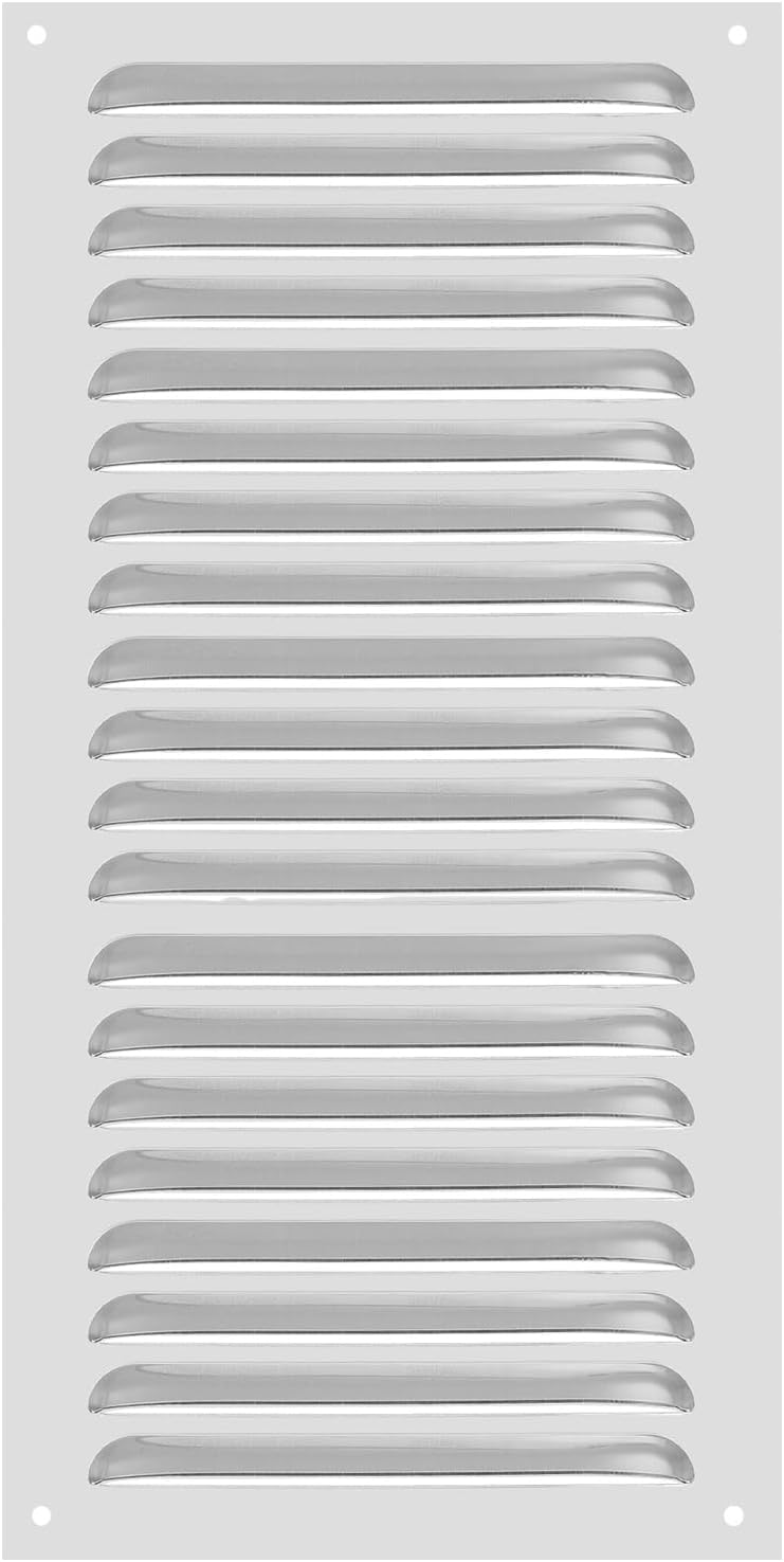 PATIKIL 10 x 20 Inch Aluminum Vent Cover, Screen Air Grille Ventilation Cover HVAC Louvered Grill for Home Kitchen Fireplace Bathroom Wall Ceiling, Silver Tone