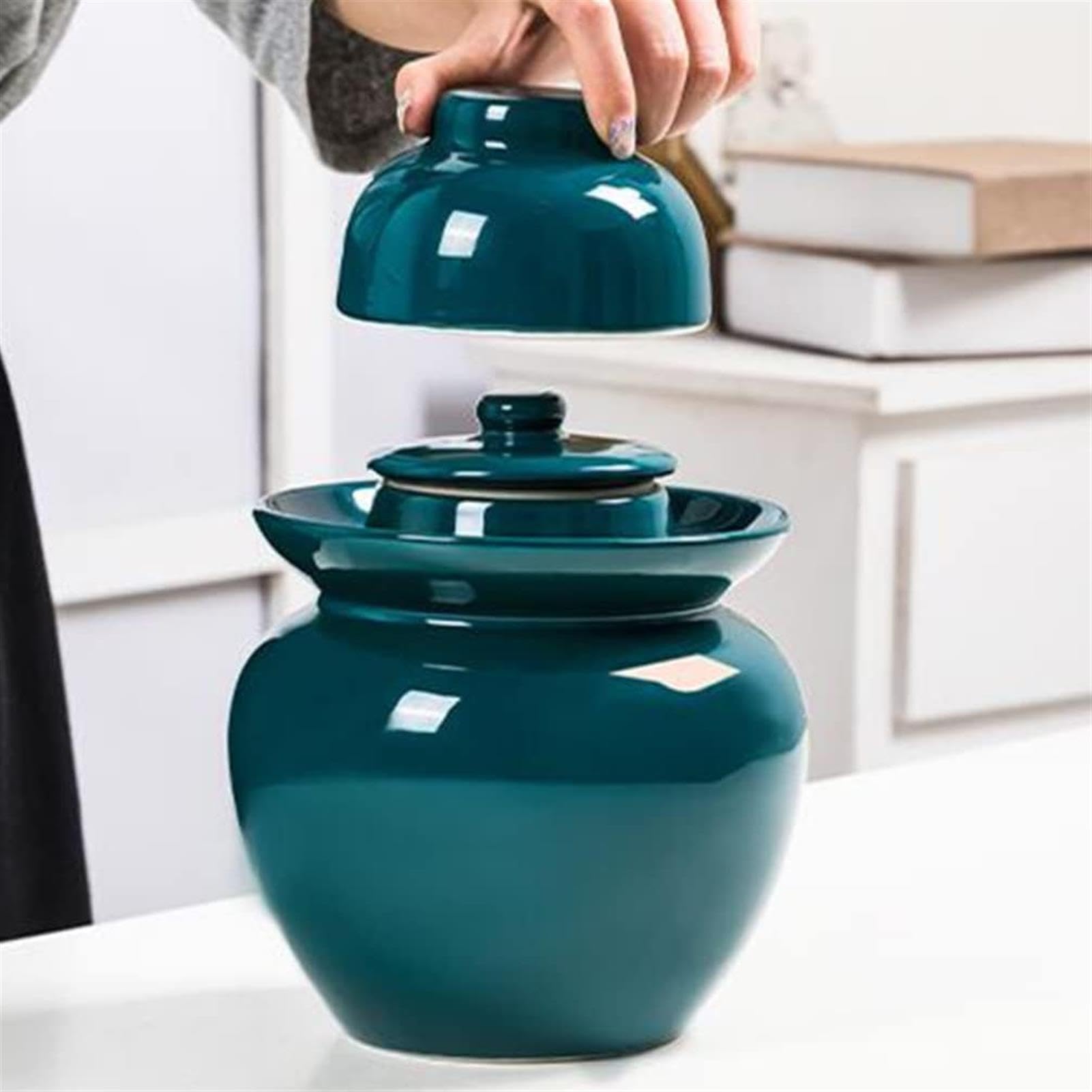 Garnek fermentacyjny z uszczelką wodną pokrywką śluzy powietrznej, chiński ceramiczny słoik fermentacyjny, zestaw startowy do fermentacji
