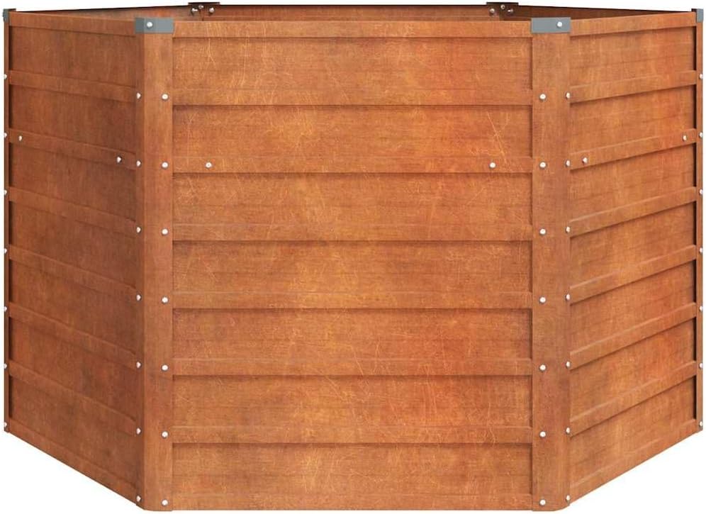 Hexagonal Corten Steel Raised Garden Bed 50.8x50.8x30.3 in Large Outdoor Planter Box Weathered Rusty Finish for Patio Balcony Yard