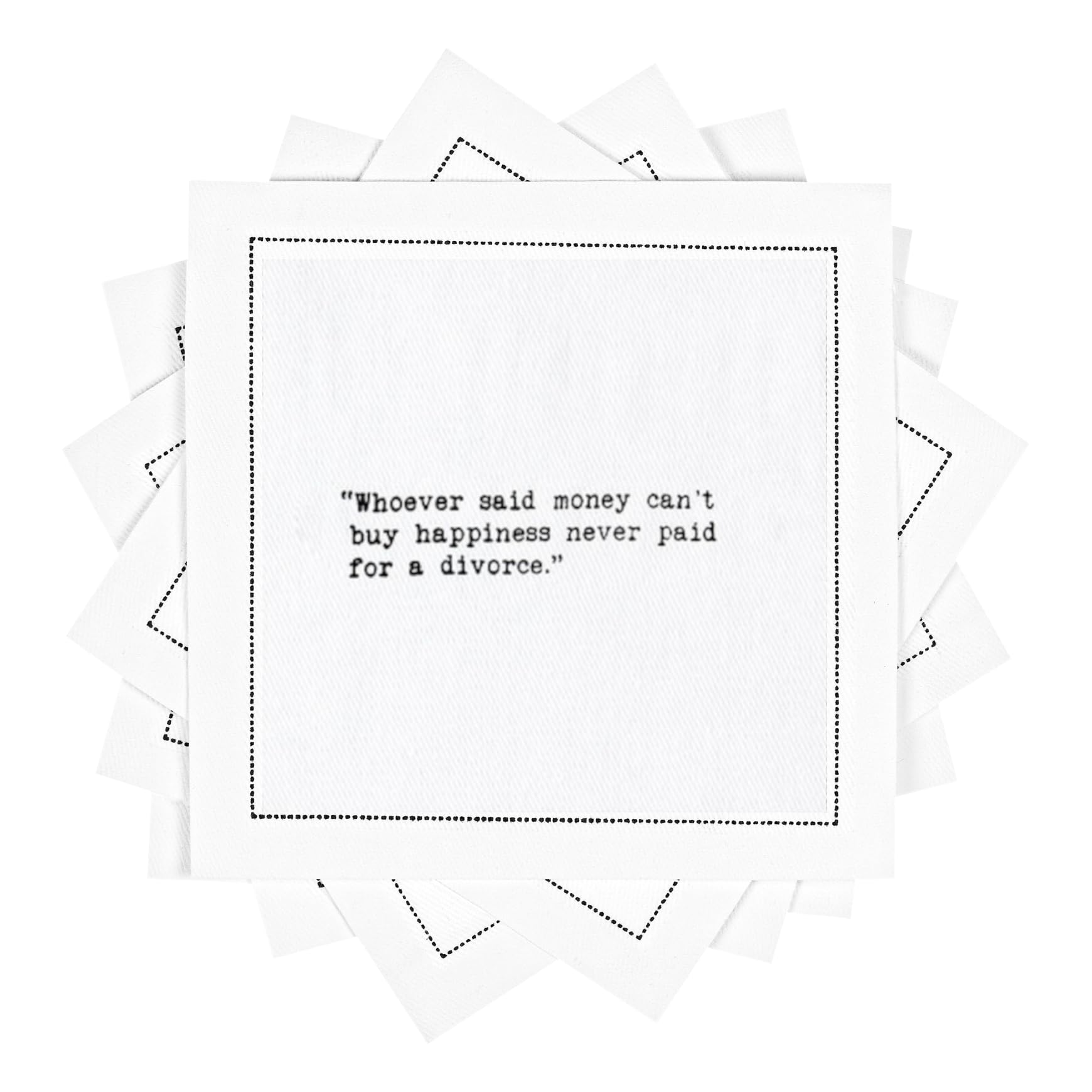 Five Star Napkins Divorce Quotes, White Cotton Cocktail Napkins, Beverage Napkins, Bar Napkins, Cloth Napkins, Party Napkins, Events, Holidays, Weddings, Birthdays, Disposable, 4.5" x 4.5"- (50x)
