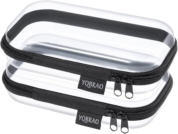 YQBRAO 2-Piece Small Clear Hard Shell Zipper Case Set, Black