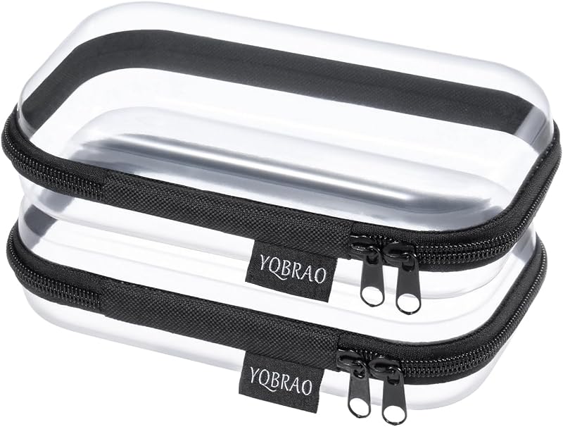 Maletas YQBRAO com Estojo Rígido Transparente e Zíper, Pretas, Pacote com 2