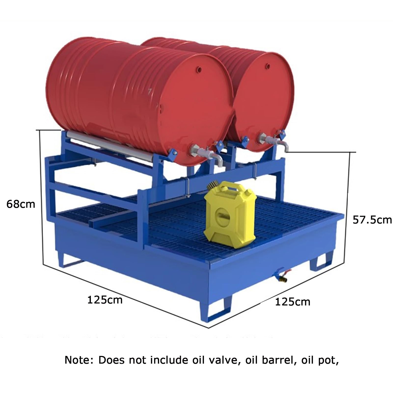 Tubo Acero 1,5 Mm Cuna Bidones 55 Galones con Plataforma A Prueba Fugas Estante Bidones Aceite Alta Resistencia Capacidad Carga: 1000-6000 Kg Estante Drenaje Aceite(125x125x68cm)