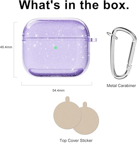 Miniatura 4 de Funda para Airpods Pro de 3 generación con purpurina transparente (2021), bonita funda para Airpods 3, funda de TPU suave para mujeres y niñas,