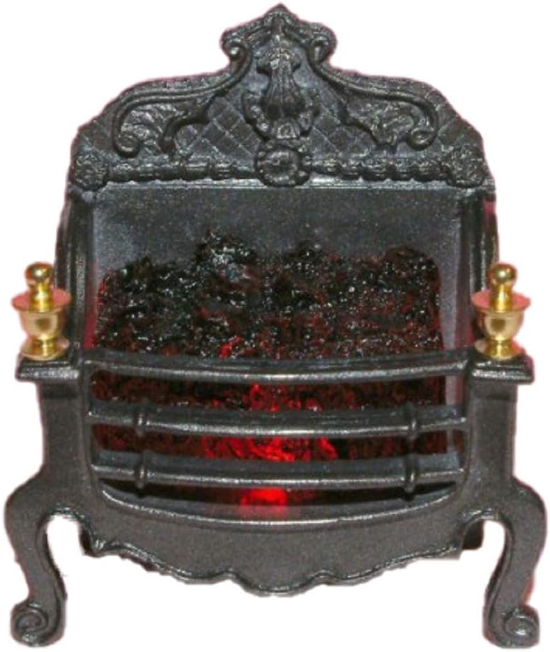 Dolls House Georgian Coal Fire Ornate Light up Miniature Fireplace Accessory 12V