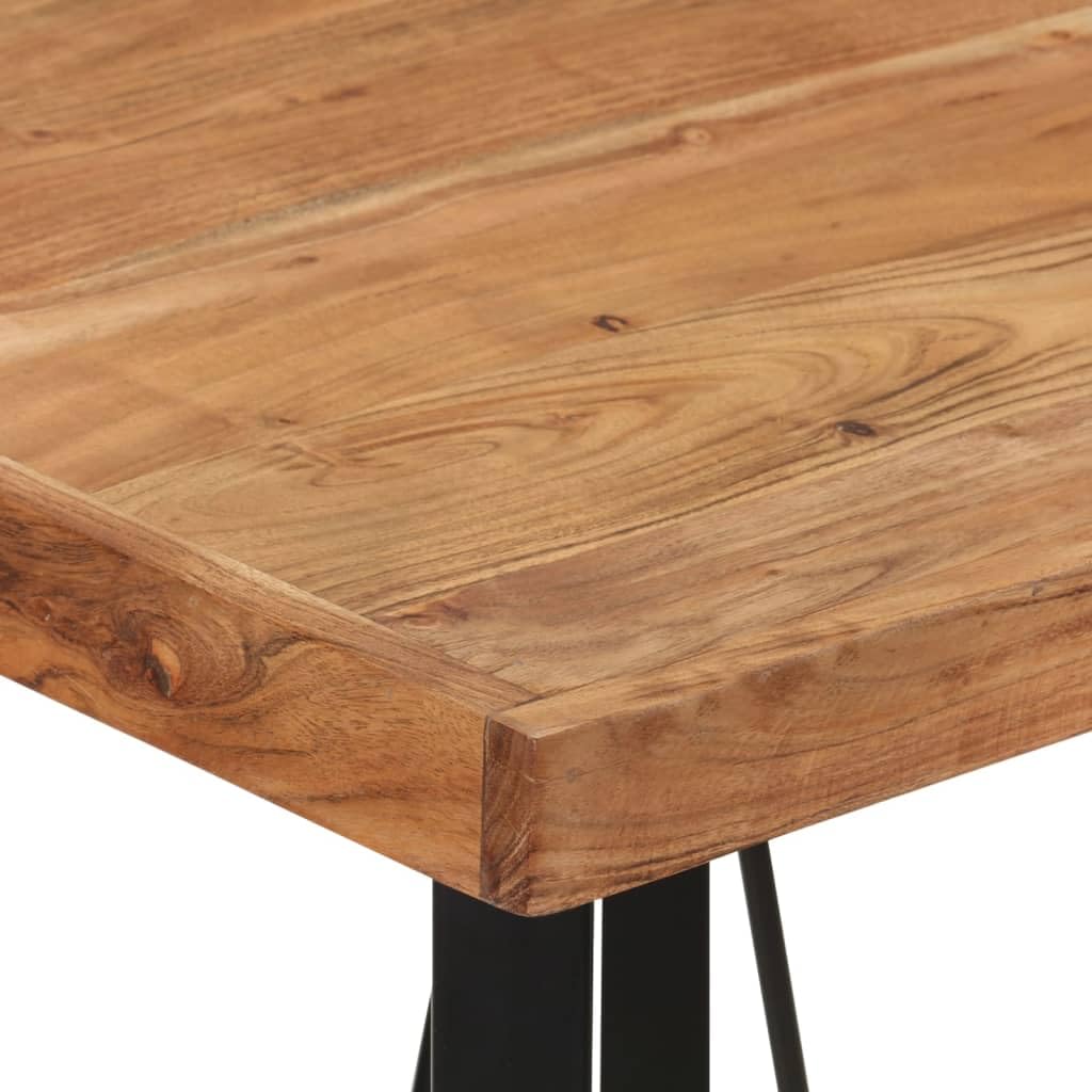 Table de bar en bois d'acacia massif - 55 x 55 x 107 cm - Avec cadre en fer solide - Peu encombrant - Pour cuisine, salle à manger, famille et invités - Design moderne de style industriel