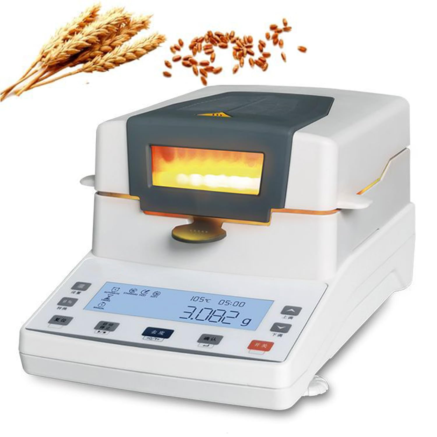 Analizador de humedad halógeno, analizador digital de humedad con lámpara halógena, temperatura y tiempo ajustable, rango de medición de 5 mg ~ 110 g, para alimentos, té, experimentos