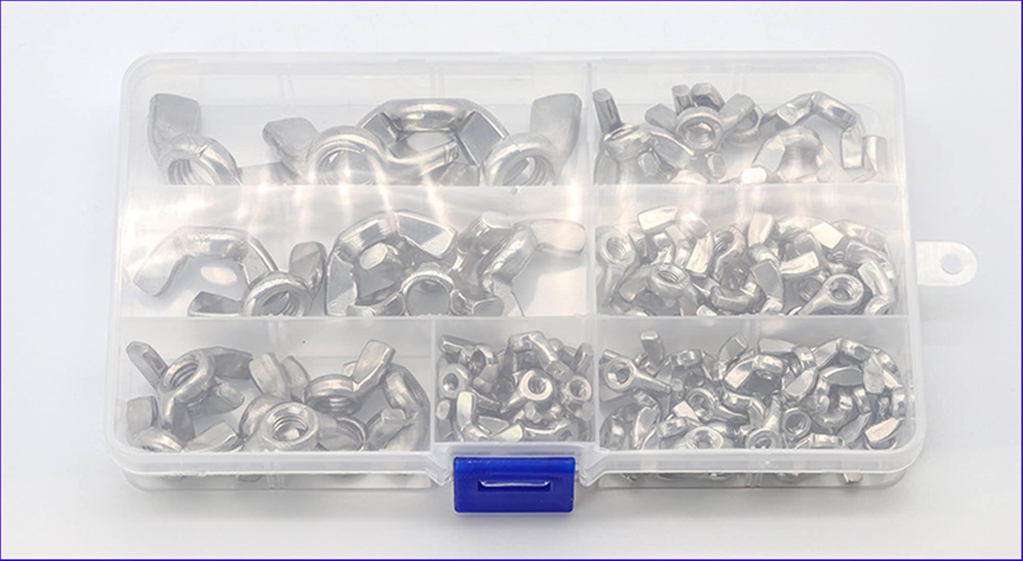Dadi ad Alette di Farfalla 98. PCS. Acciaio Inossidabile 304 Scatola Dado Sottile a Farfalla Sottile a Farfalla Set a Farfalla (Size : 98PCS)