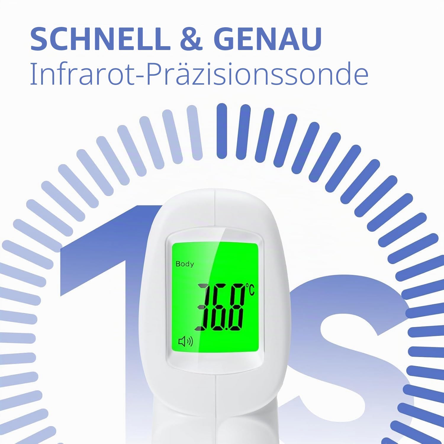 Berrcom Fieberthermometer Kontaktlos Infrarot Stirnthermometer für Babys Thermometer Digitales Stirnthermometer mit sofort Ablesung, Fieberalarm, LCD Anzeige, °C/°F Schalter