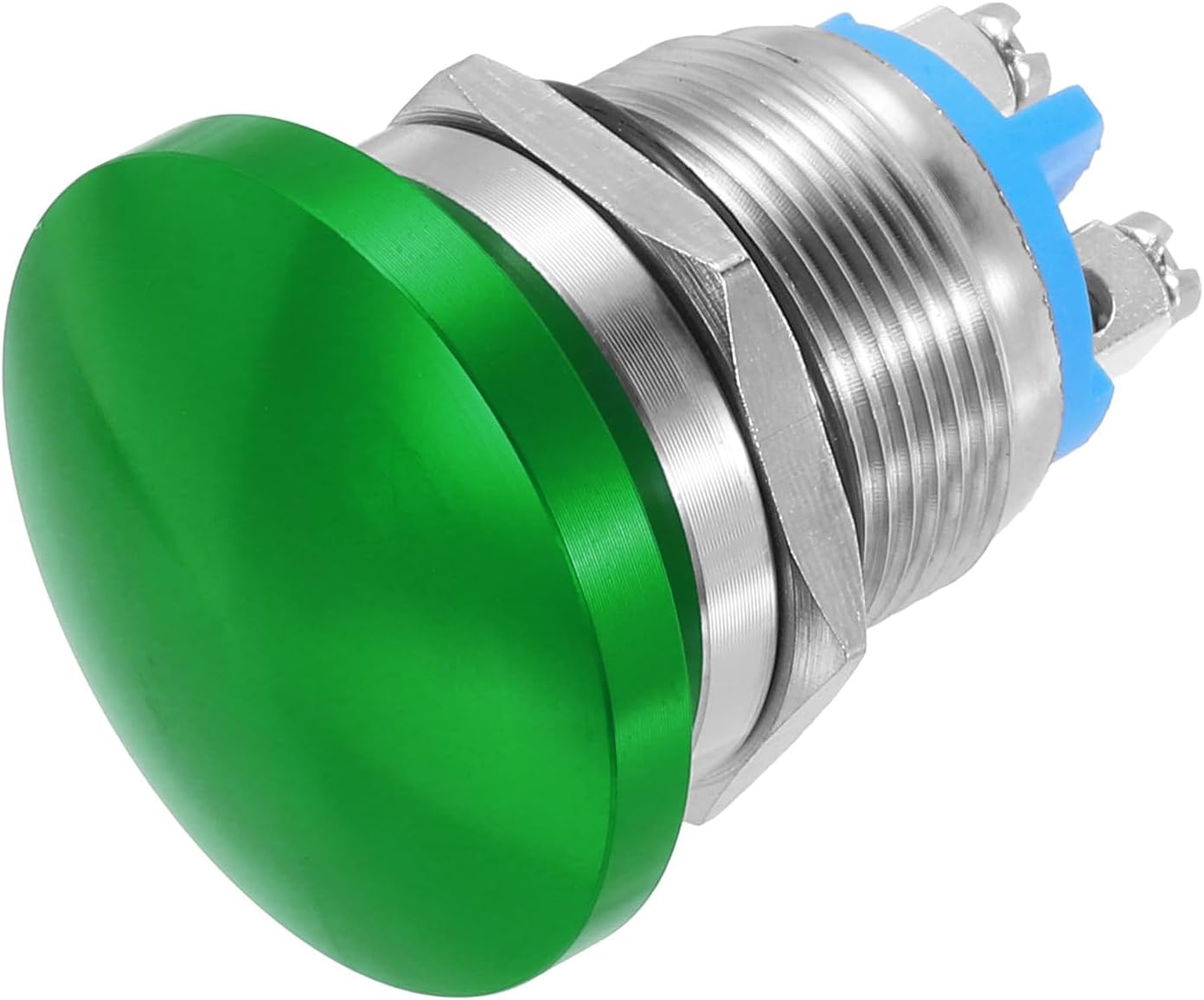 METALLIXITY 1PCS 5A 19MM 3/4" Momentary Mushroom Head Push Button Switch 12V 24V 120V 250V AC Green 1NO Waterproof IP65 SPST Round Self-resetting Button