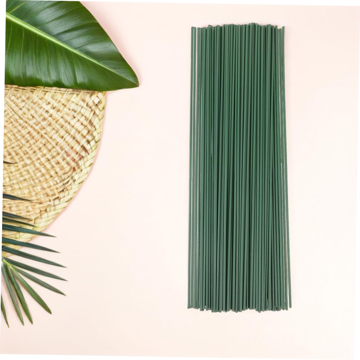 100pcs Green Floral Stem Wires Strong Iron Wire Stems for DIY Flower Projects for Crafting Unique Floral Arrangements and Decorations