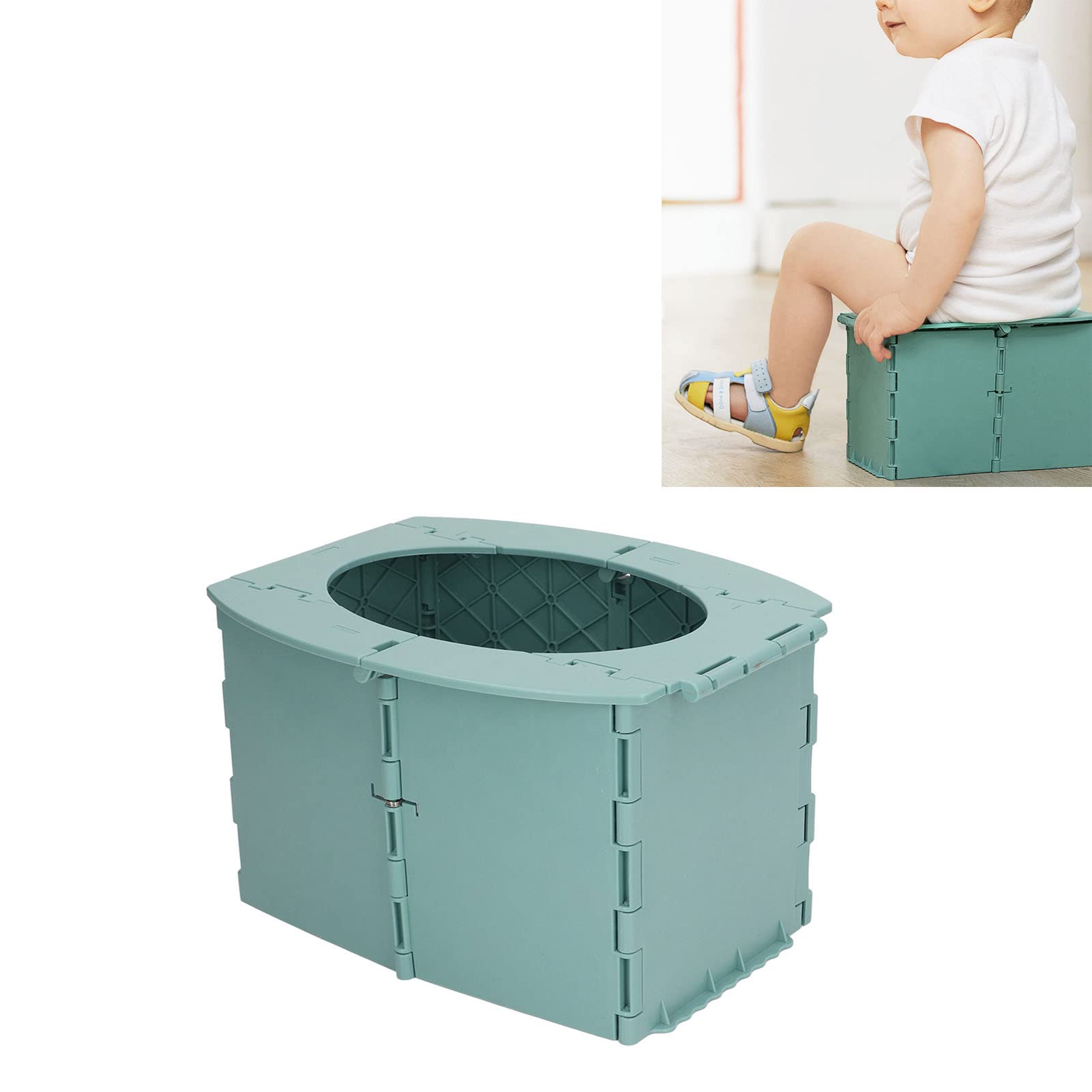 LUCKDANO Toddler Potty Portable Foldable Baby Toilet for Camping Travel Long Distance Driving with Removable Cleaning Bag Easy to Carry Lightweight PP Material (Green) - Image 2