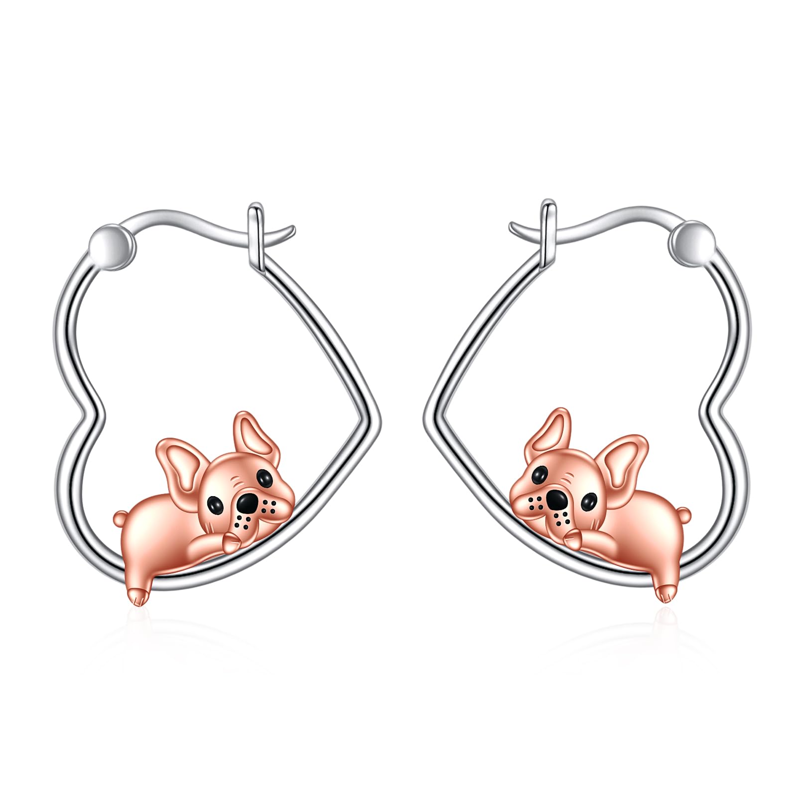YFN Orecchini A Cerchio Yorkie In Argento Sterling 925 - Ciondoli A Cuore Con Cagnolino - Gioielli Ipoallergenici Per Donne