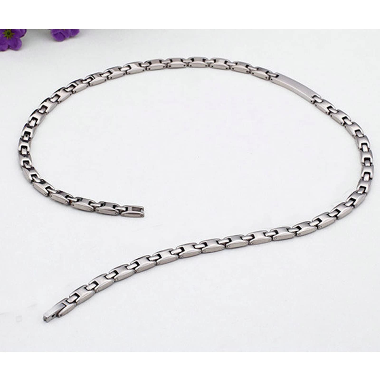 Beydodo Hip Hop Kette Herren 50CM ohne Anhänger, 6-7MM Gliederkette mit Stein Halskette Edelstahl Freundschaftskette Silber Rosegold