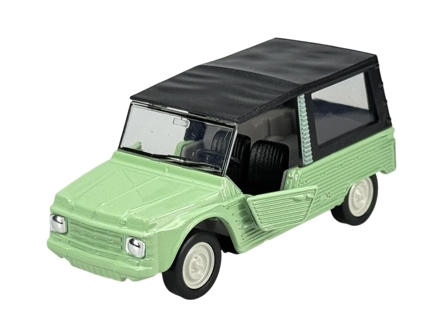 Welly model samochodu, kompatybilny z 1968 Citroen Mehari, zielony, ok. 1/34-1/39, metalowy model samochodu, odlew, nowy w skrzynce 43792