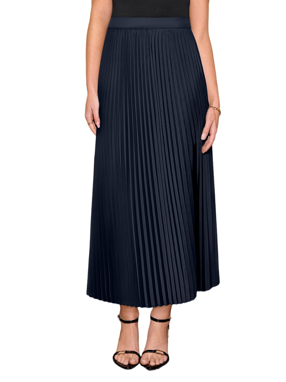 CUPSHE Gonna a pieghe da donna a vita alta, elegante, linea ad A, asimmetrica, lunga per ufficio, tempo libero
