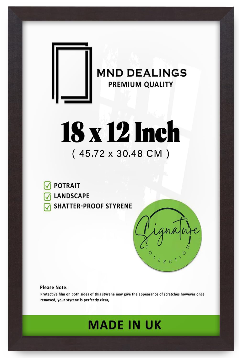 MND Dealings | MDF Picture Frame (45.72 x 30.48 CM) 30.48 x 45.72 cm for Posters, Certificates & Wall Décor, Ideal for Home, Office, Elegant Frames with Hanging Hooks [ Mahogany ]