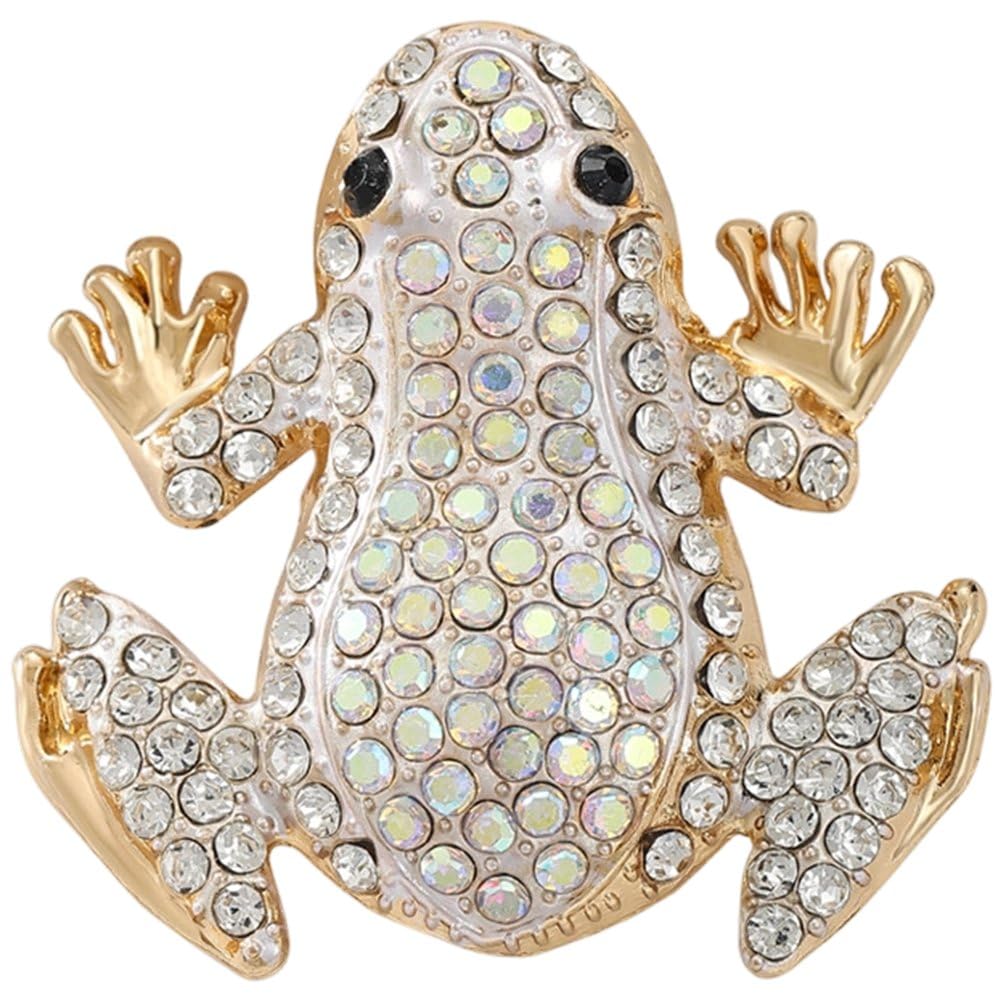 Casiler Rhinestone Crystal Frog Brooch Pin, Animal Lapel Badge for Women Coat Bag Halloween Christmas Party Ornament Decor