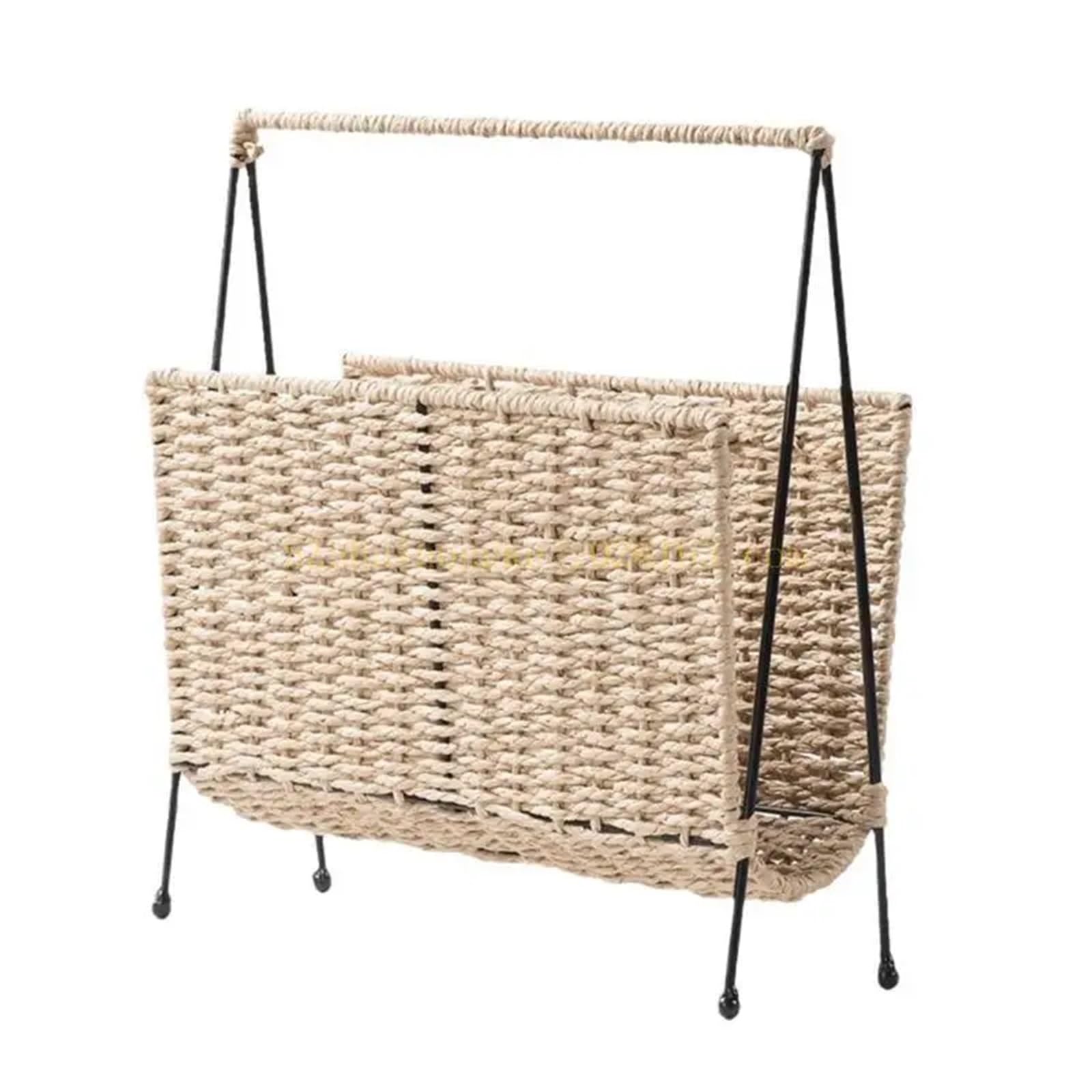 LOVSSU Newspaper Rack Standing Basket Magazine Holder Newspaper Storage Rack For Living Room, Nursery,Hand Woven Organiser