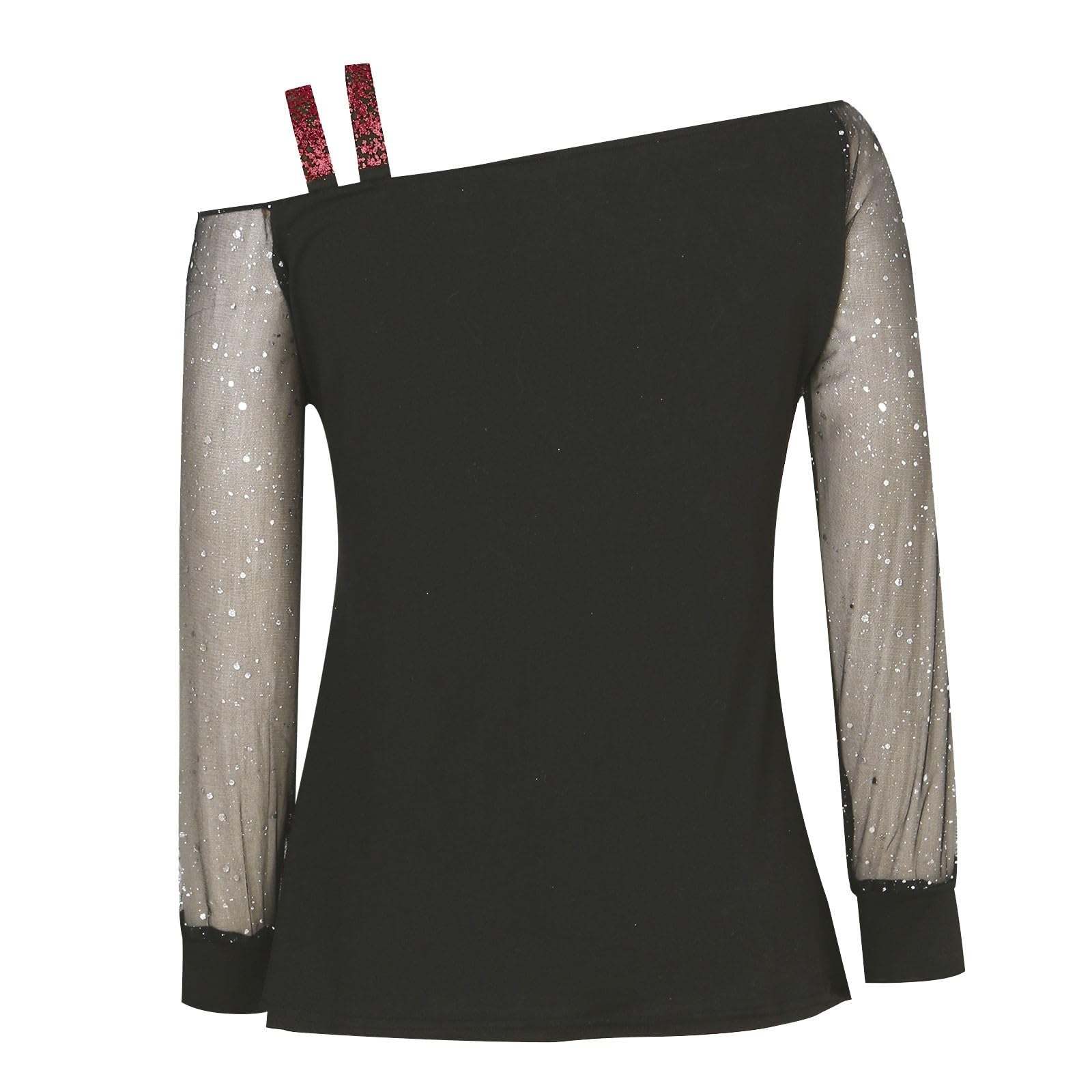 Chemisier Carnaval Femme Chic Brillantes Manches Longues T-Shirt d'automne Chemise Paillette Noël Haut Tops Pullover Brillant Blouses Paillettes Tee Shirt Sequins Coeur Fille