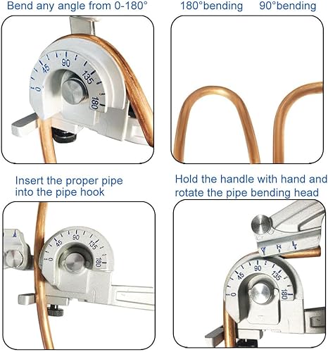 Miniatura 3 de Dobladora de tubos, dobladora de tubos 2 en 1 para tubos de acero de pared fina de aluminio de latón de 38 pulgadas, 12 pulgadas, herramienta de